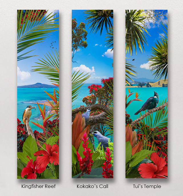 *SPECIAL* - SET OF 3 - VERTICAL - NZ BIRD & LANDSCAPE CANVAS WALL ART