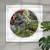 Tui, succulents and staghorn framed circular art print