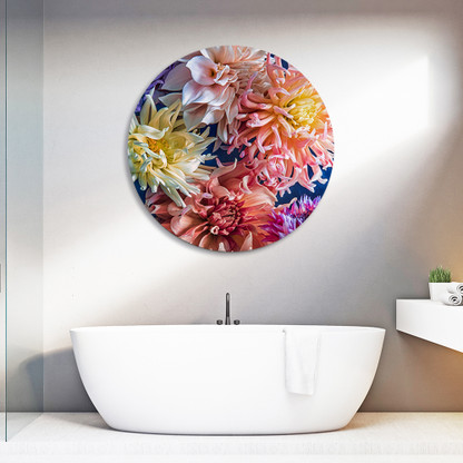''Sea of Dreams'' circular aluminium frameless bathroom artwork