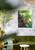 600x750mm glass wall art with Tui bird in tropical garden