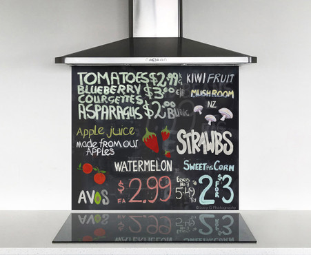 900x750mm DIY glass splashback blackboard / collage
