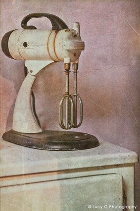 A vintage NZ still life photo art print featuring a vintage Kitchenaid mixer.