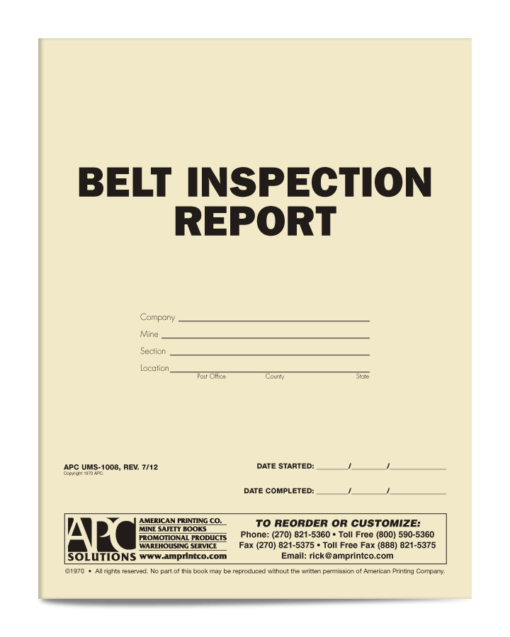 APC UMS1008 Belt Inspection Report American Printing Co.