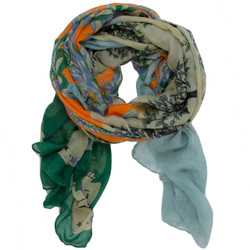 Floral Stars Skull and Bones Scarf In Green