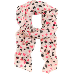 Heart Print Scarf In Pink
