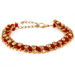 Jenny Gold Chain Bracelet In Red