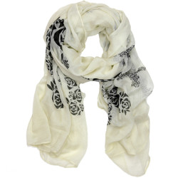 White Floral Gothic Cross Scarf