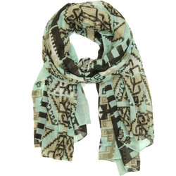 Aztec Print Scarf In Aqua
