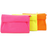 Other neon clutch colors include pink, yellow, and orange