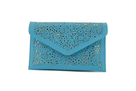 Aqua and Gold Cut out Envelope Clutch