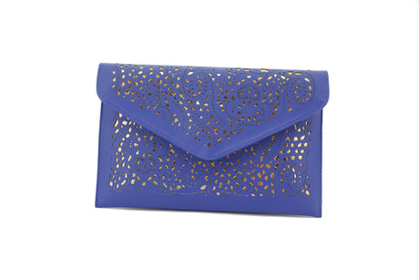 Navy Blue and Gold Cut out Envelope Clutch