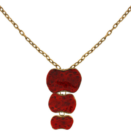 Red enamel drop pendant necklace