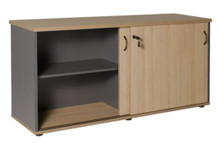 Rapid Worker Sliding Door Credenza 1800mm Wide Natural Oak / Ironstone