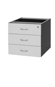 Oxley Fixed Pedestal - 3 Desk Drawers White & Ironstone
