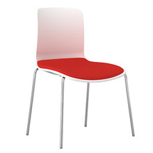 Dal Acti Chrome 4 Leg Chair White Shell / Red Vinyl