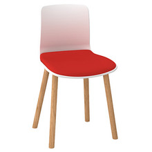 Dal Acti Wooden 4 Leg Chair White Shell / Red Vinyl