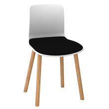 Dal Acti Wooden 4 Leg Chair White Shell / Black Vinyl