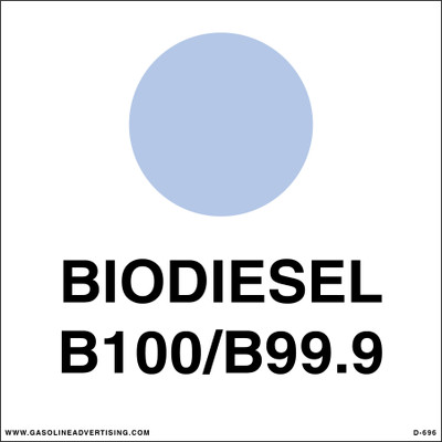 D-696 - 6"W x 6"H - API Color Coded Decal - BIODIESEL B100/B99.9