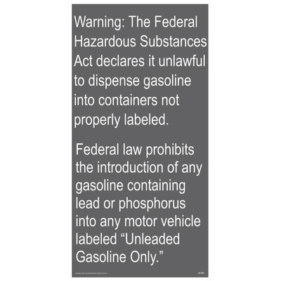 D-701 Fueling Instruction Decal - WARNING...