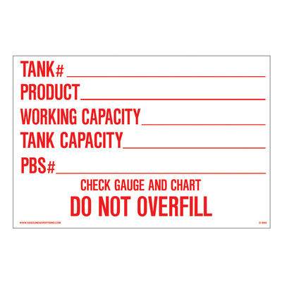 D-840 AST & Bulk Fuel Plant Decal - TANK#...