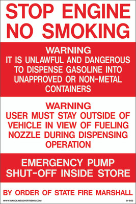 D-852 Fueling Instruction Decal - STOP ENGINE...