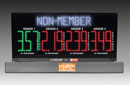 4 GRADES XL480 SERIES MEMBER/NON-MEMBER TOGGLING PUMP TOP LED FUEL PRICE SIGN WITH 4.75" LED DIGITS