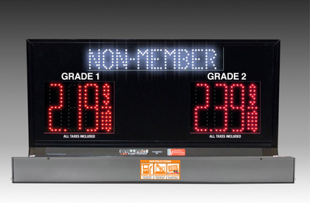 2 GRADES XL200 SERIES MEMBER/NON-MEMBER TOGGLING PUMP TOP LED FUEL PRICE SIGN WITH 4.75" LED DIGITS