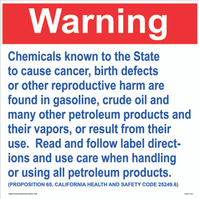 CVD10-135 Health Warning & Safety Decal - WARNING...
