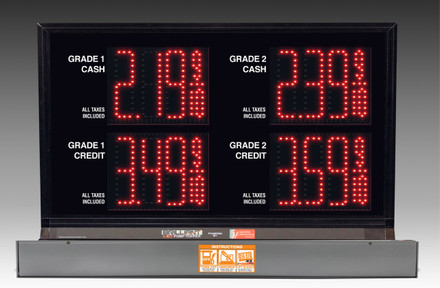 2 GRADES XL240 SERIES 2 LEVELS PUMP TOP LED FUEL PRICE SIGN WITH 4.75" LED DIGITS