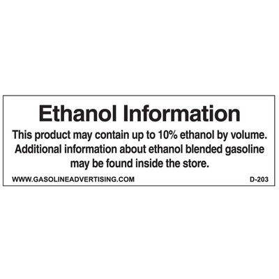 D-203 EPA Regulated Ethanol Decal - ETHANOL INFO...