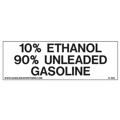 D-205 EPA Regulated Ethanol Decal - 10% ETHANOL...