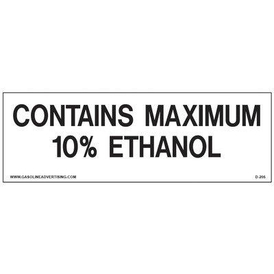 D-206 EPA Regulated Ethanol Decal - CONTAINS MAXIMUM...