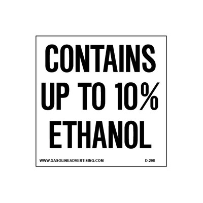 D-208 EPA Regulated Ethanol Decal - CONTAINS UPTO...