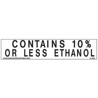 D-209 EPA Regulated Ethanol Decal - CONTAINS 10%...