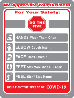 CORONAVIRUS (COVID-19) - For Your Safety Sign 12" W x 16" H