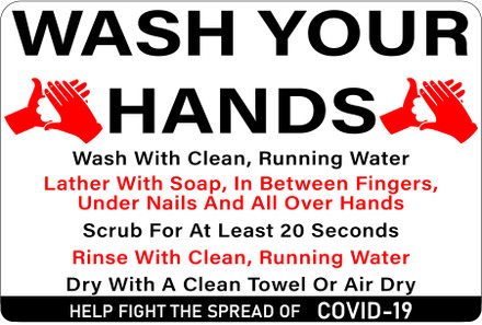 CORONAVIRUS (COVID-19) - Wash Your Hands Decal 6" W x 4" H
