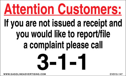 CVD15-147 - ATTENTION CUSTOMERS...