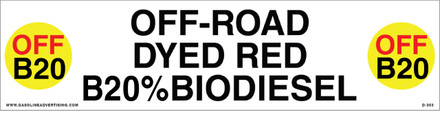 D-353 API COLOR CODED DECAL - ON-ROAD ULSD B20% BIODIESEL