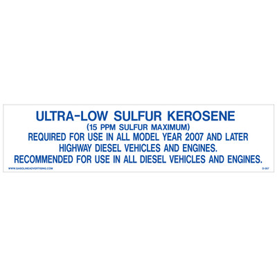 D-357 Pump Ad. Panel Decal - ULTRA-LOW SULFUR KEROSENE...