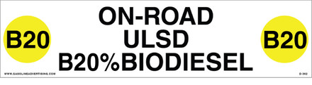 D-362 - 12"W x 3"H - API COLOR CODED DECAL - ON-ROAD ULSD B20% BIODIESEL