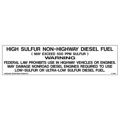 Ultra-Low Sulfur Highway Diesel Fuel Label Decal 5x5 inch 4-Pack Vinyl for Fuel 