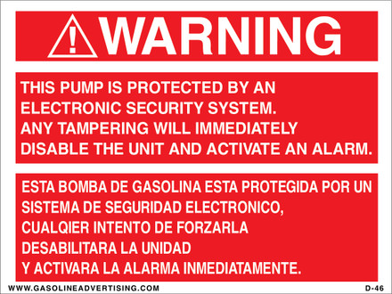 D-46 Fueling Instructions Decal - WARNING...