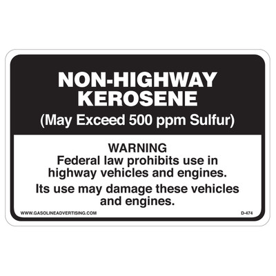 D-474 Regulated Kerosene Decal - Non-Highwy Kerosene...
