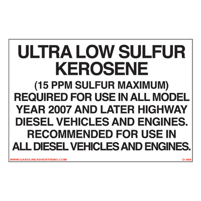 D-488 Regulated Kerosene Decal - ULTRA-LOW KEROSENE...
