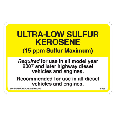 D-496 EPA Regulated Kerosene Decal - ULTRA-LOW...