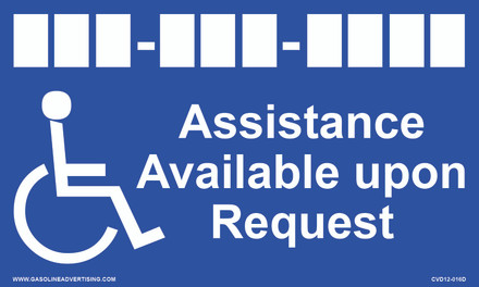 CVD12-016D ADA Decal - ASSISTANCE AVAILABLE...