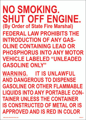 D04-01 Fueling Island Decal "No Smoking Stop Engine"R/W