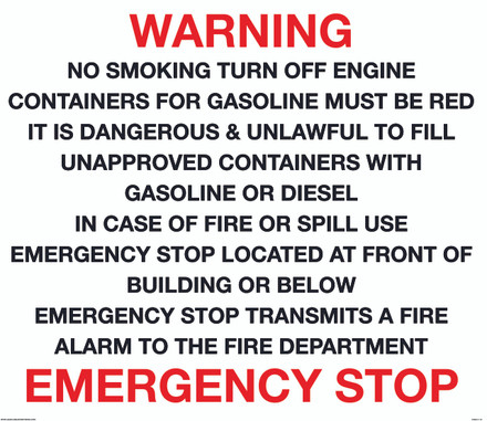 CAS21-110 - 28"W X 24"H WARNING EMERGENCY STOP Aluminum Sign