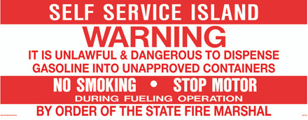 CAS19-072 - SELF SERVICE ISLAND WARNING Aluminum Sign