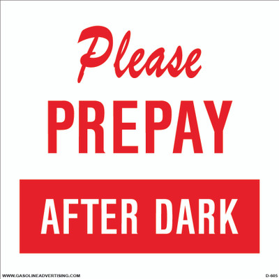 D-605 Payment Decal - Please PREPAY...